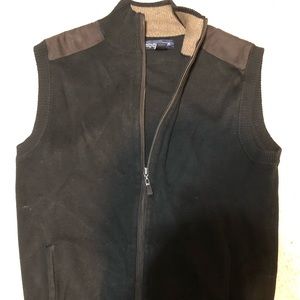 Mens Roundtree And Yorke Zip Sweater Vest Black